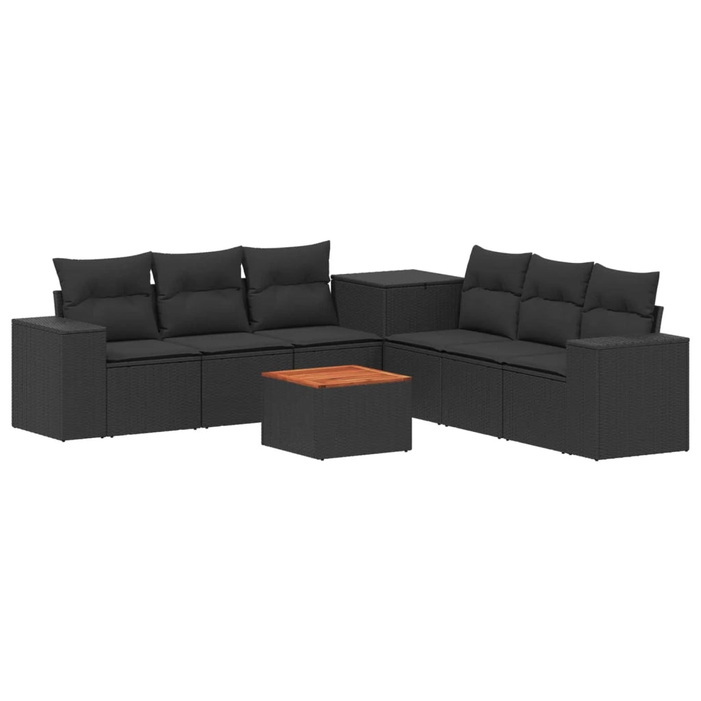 Set di divani 8 pz Nero Rattan sintetico e Acciaio 3448482