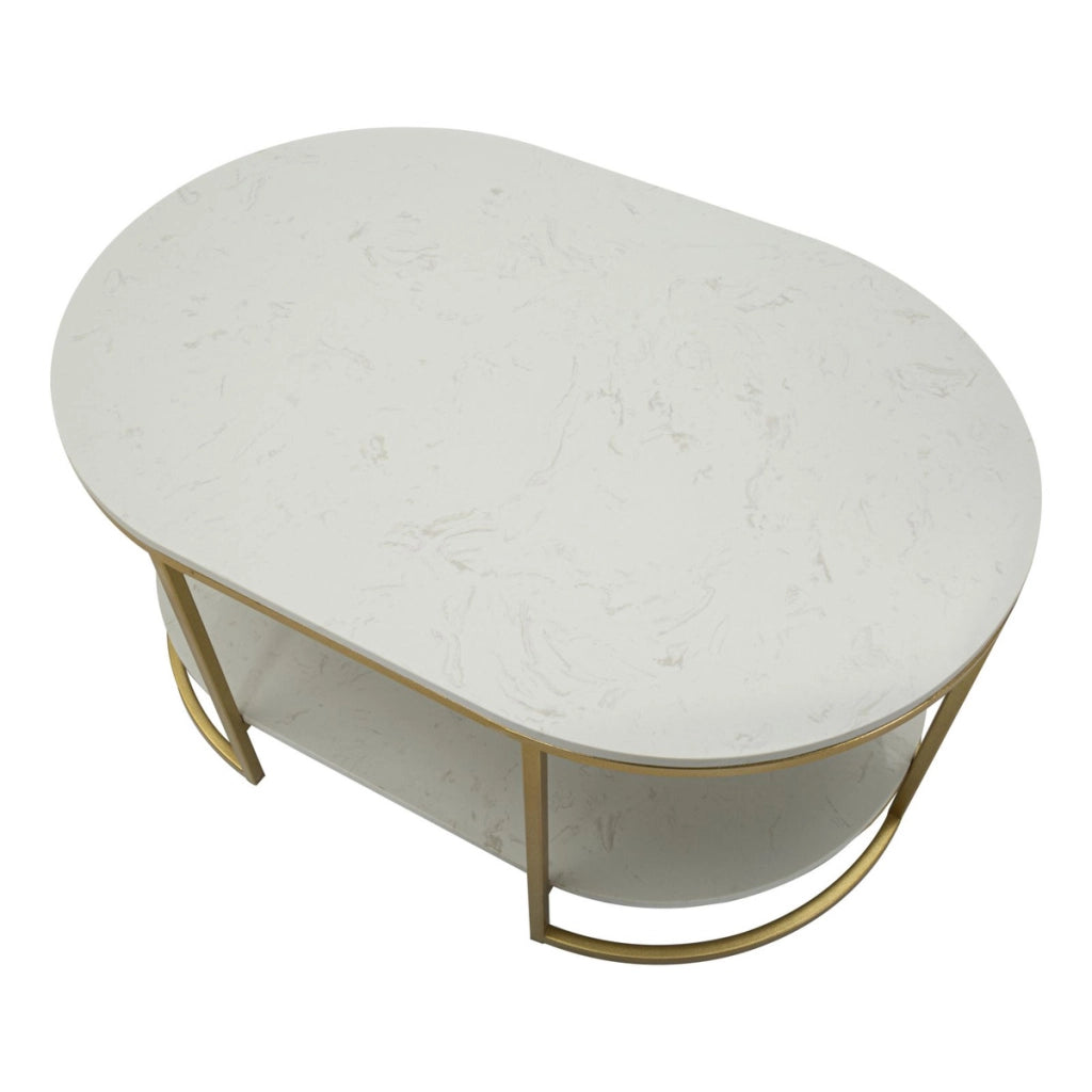 Tavolino VKH791, Oro, Metallo, 90x60x45 cm