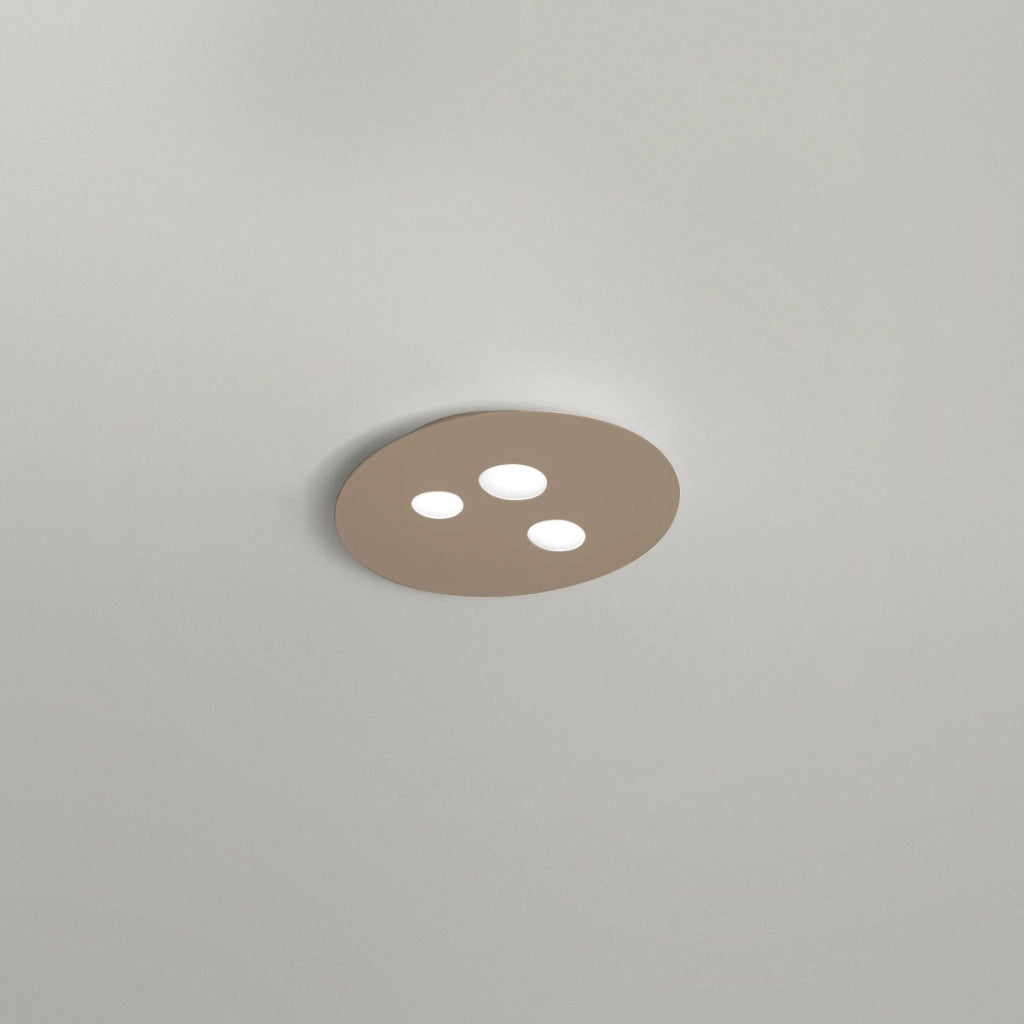 Plafoniera Luna in metallo tortora 47,5x40cm, 3 luci GX53 max 3x8W, IP20, design moderno rotondo, lampadine escluse