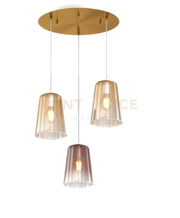 SOSPENSIONE OTTONE SAT. TONDA 3 LUCI (2 AM + 1 RA) 1164OS-S3 T-AR