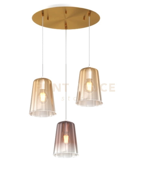 SOSPENSIONE OTTONE SAT. TONDA 3 LUCI (2 AM + 1 RA) 1164OS-S3 T-AR