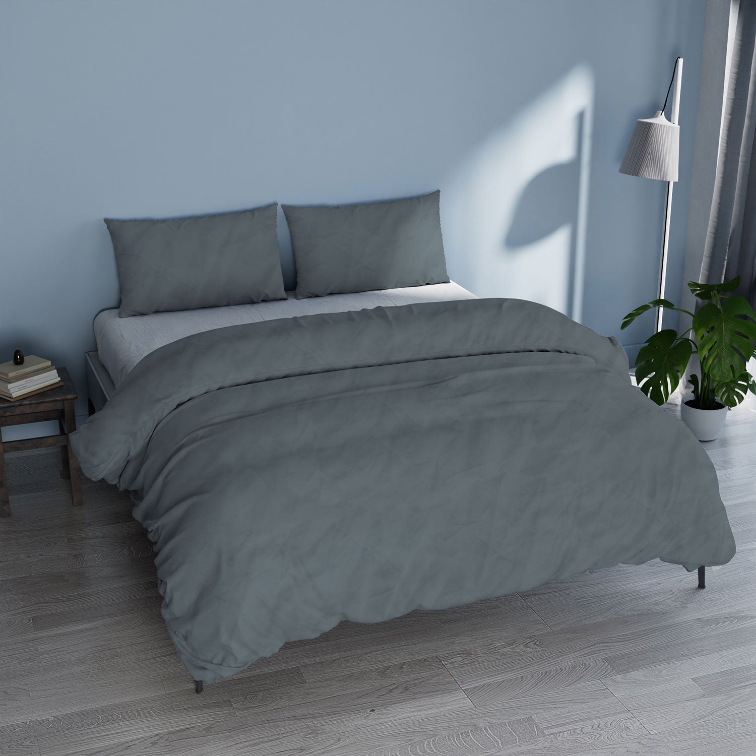 Copripiumino Matrimoniale con Sacco e Federe Linea Water Washed Grigio Chiaro