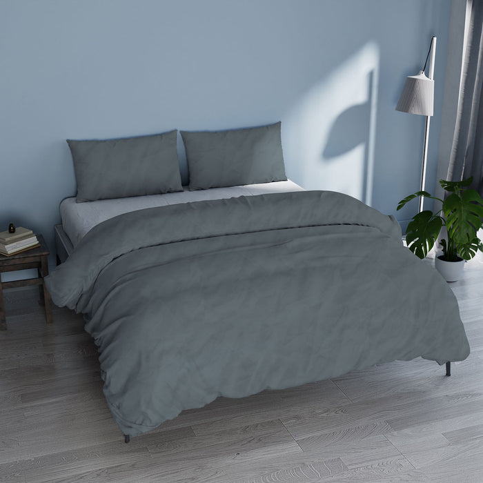 Copripiumino Matrimoniale con Sacco e Federe Linea Water Washed Grigio Chiaro