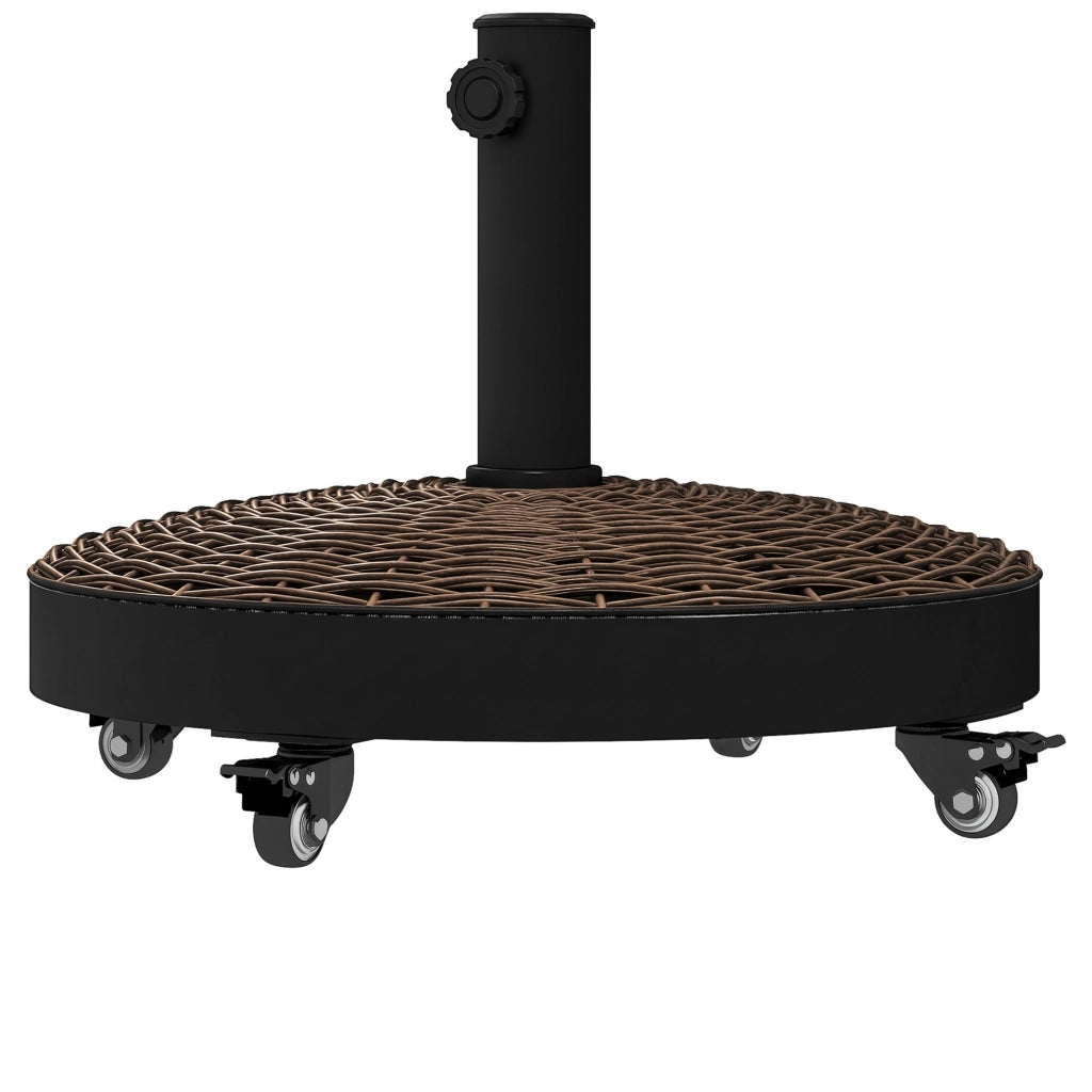 Base per Ombrellone da Giardino Rotonda con Ruote ¨C Zephmum ¨C Acciaio e Resina, Bronzo e Nero, ?52x41 cm