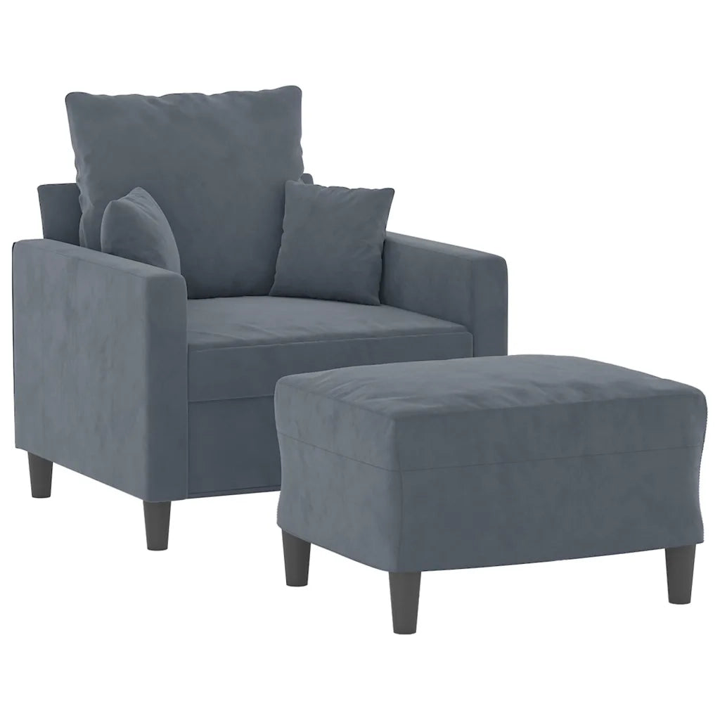 Poltrona | Sedia Relax con Poggiapiedi Grigio Scuro 60 cm in Velluto