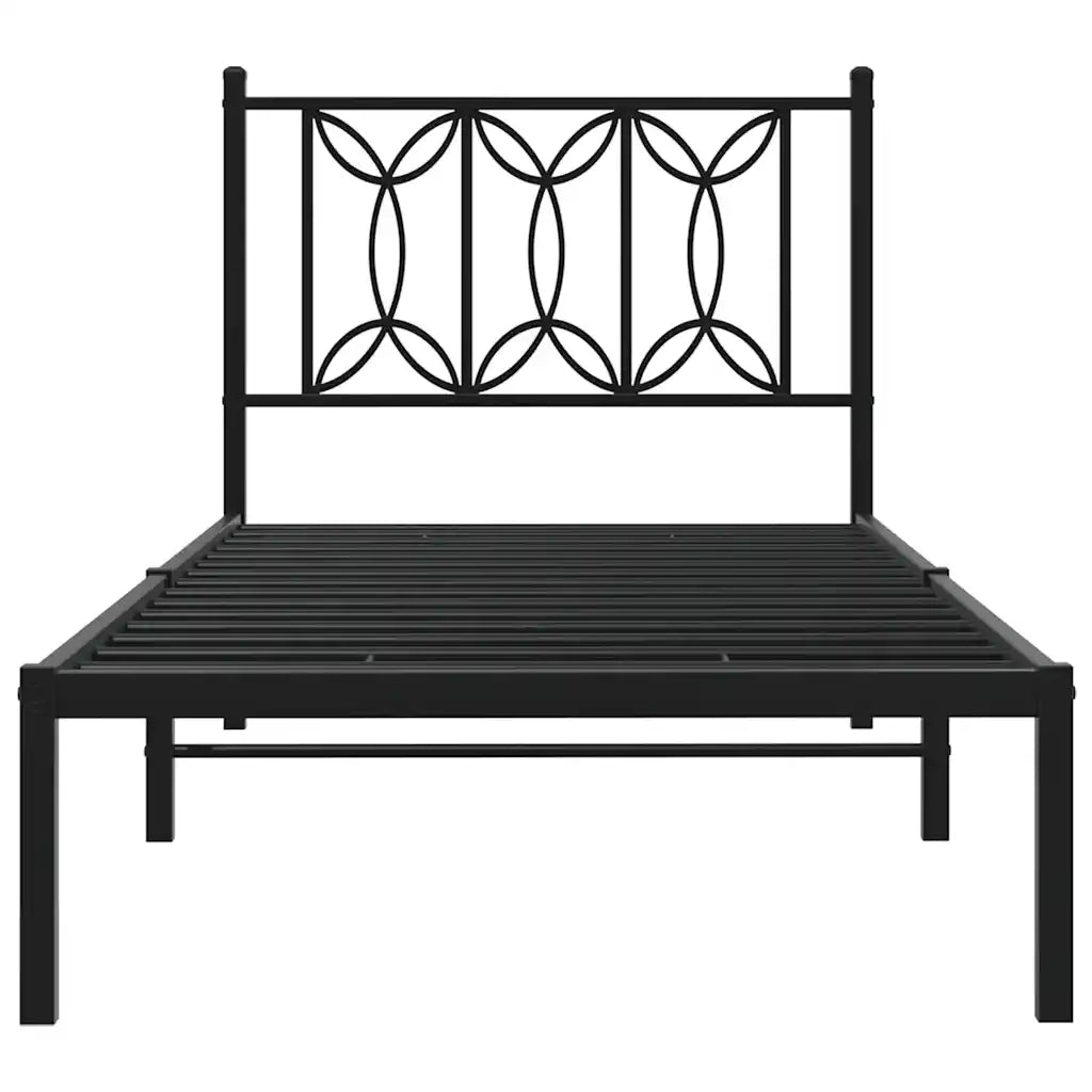 Giroletto con Testiera in Metallo Nero 90x190 cm 376120