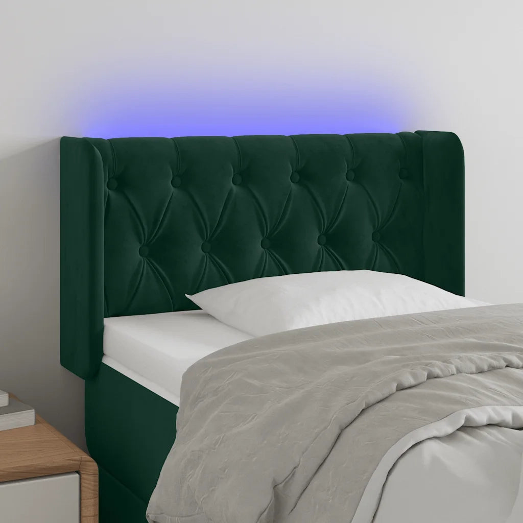 Testiera | Testata a LED Verde Scuro 83x16x78/88 cm in Velluto