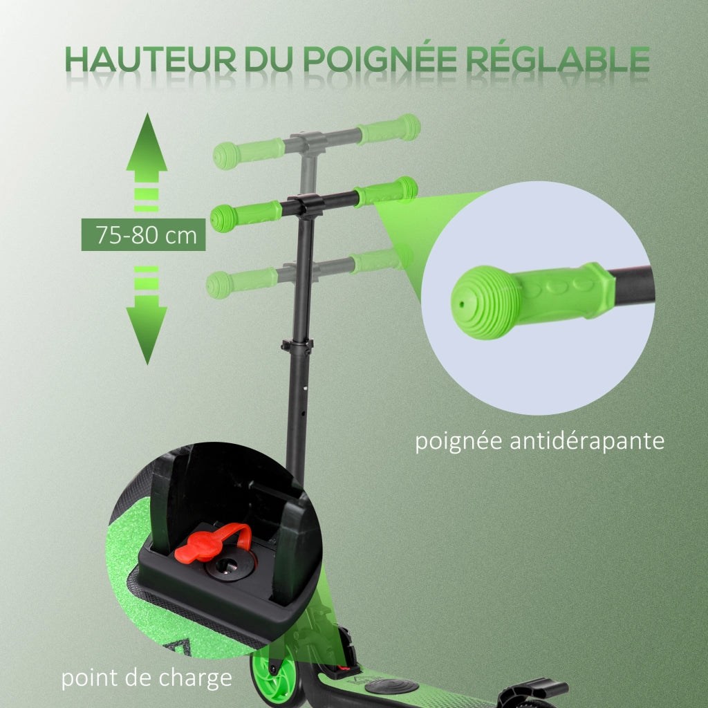 Trottinette elettrica per bambini ¨C zephmum ¨C verde, alluminio, acciaio, 71x36,5x75-80cm