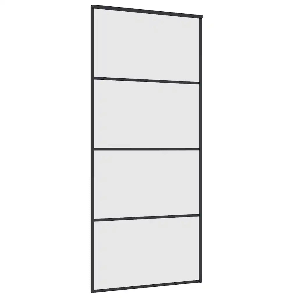 Porta Scorrevole con Ferramenta Nera 90x205 cm in Vetro ESG 3375799