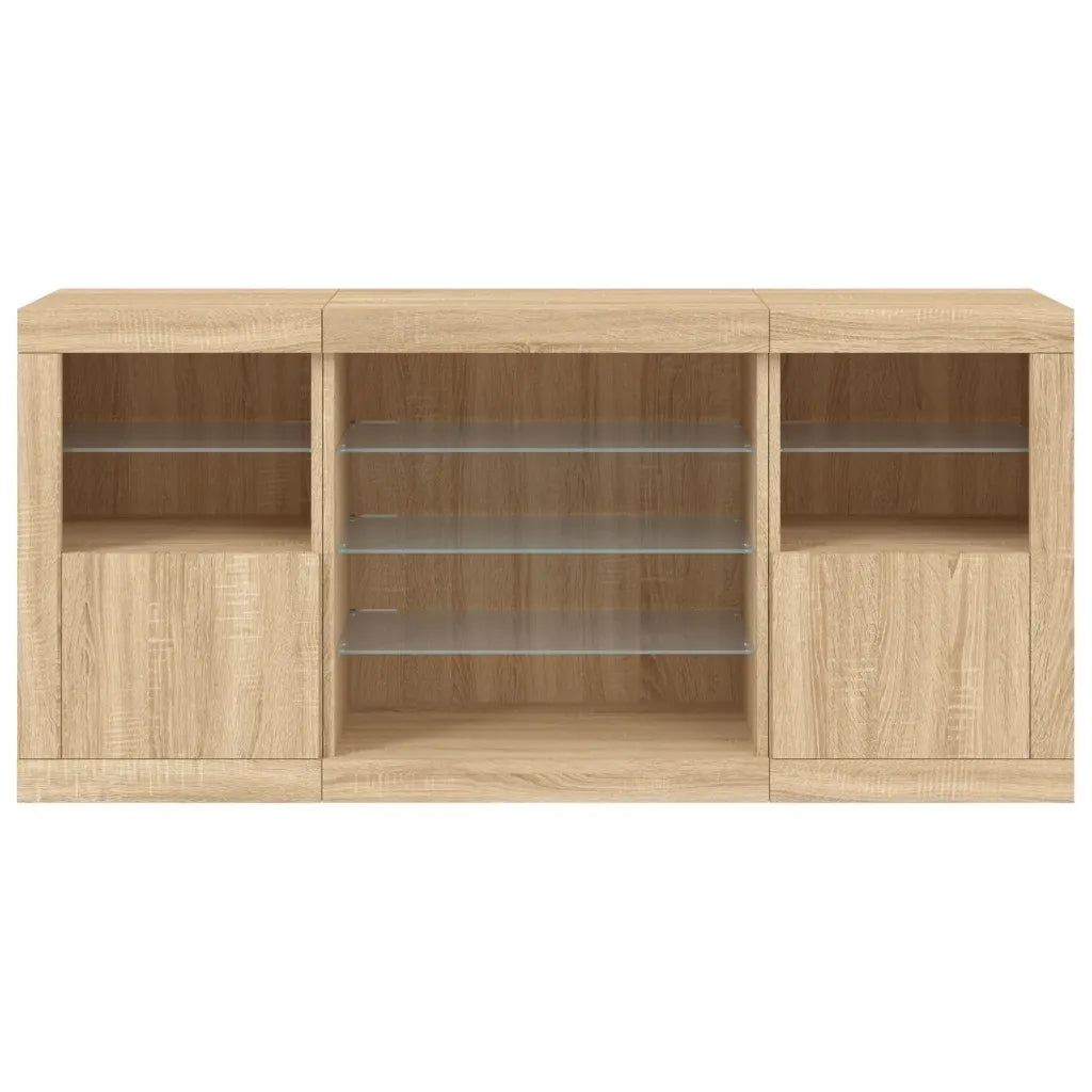 Credenza con Luci LED Rovere Sonoma 142,5x37x67 cm 3209088