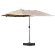 EasyComfort Ombrellone da Giardino Doppio 460x270cm, Ombrellone da Esterno con Apertura a Manovella, Base a Croce e Zavorra, Acciaio e Poliestere Khaki