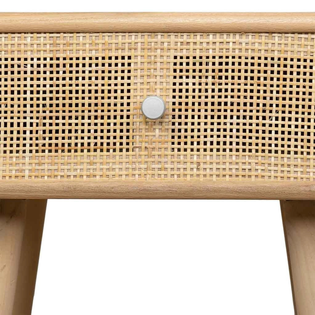 Comodino in MDF e rattan, 1 cassetto, marrone, 40x36x70 cm