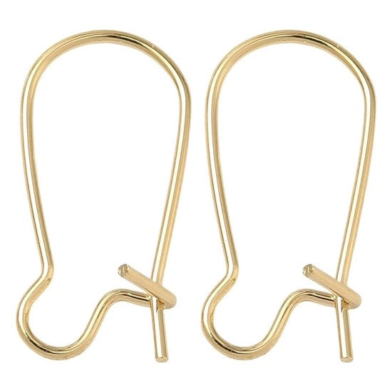 Orecchini a pendente in giallo oro 14K - 10 pezzi - ipoallergenici - orecchini a pendente - filo nero - ideali per gioielli fai da te - 14,5 x 8 mm - orecchini.