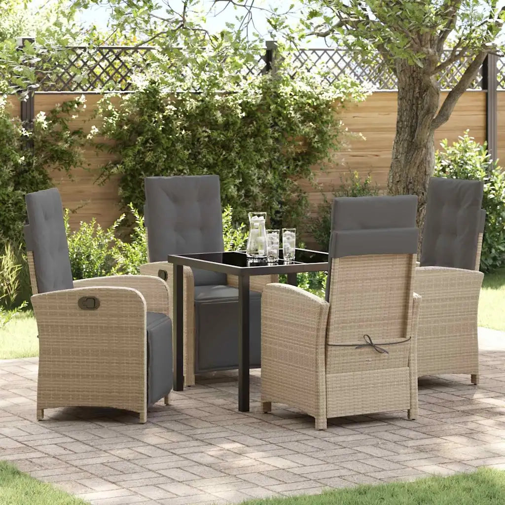 Set da Pranzo per Giardino con cuscino 5 pcs Beige polyrattan 3380338