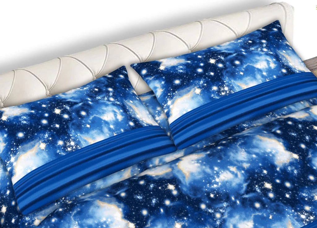 Completo Lenzuola Letto 100% Cotone Made Italy Disegno Universe CN - Piazza e Mezza - Universe
