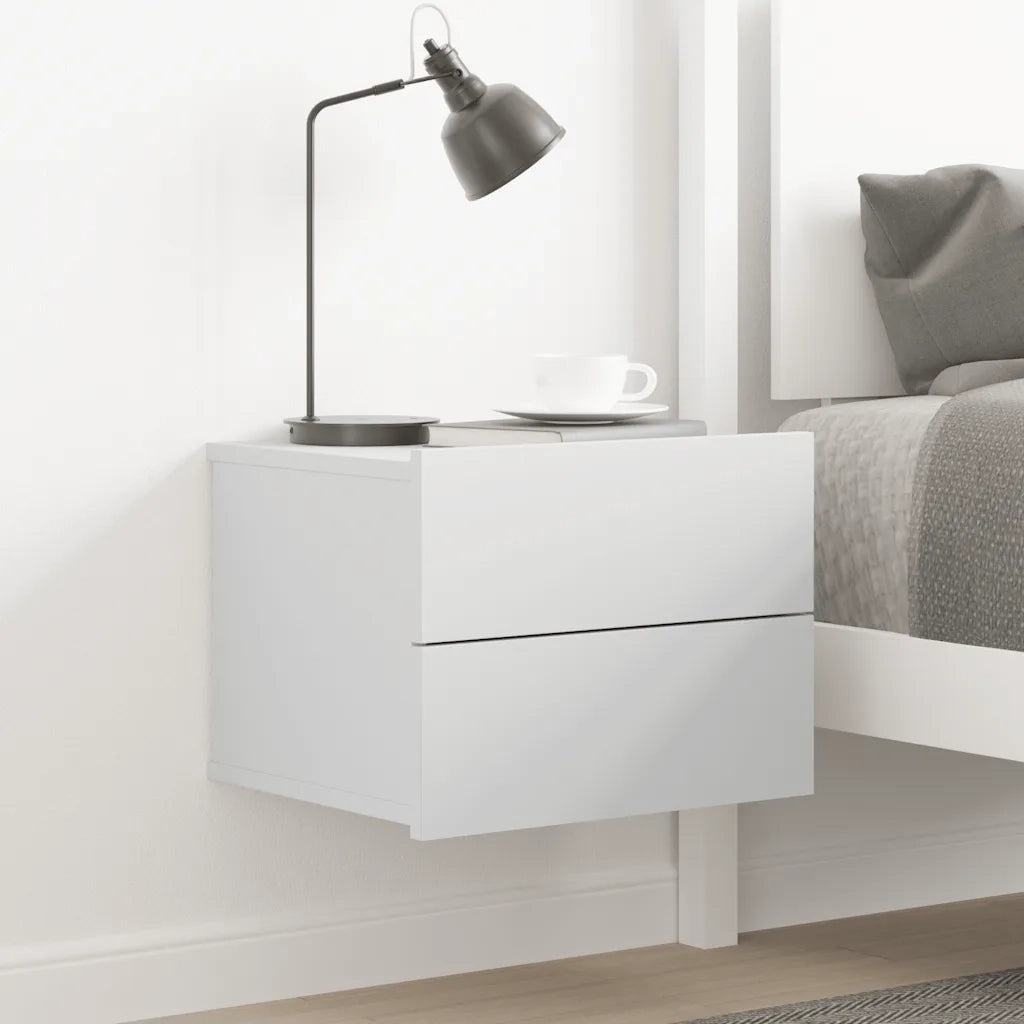 Comodino Bianco 40x30x30 cm in Legno Multistrato 801053