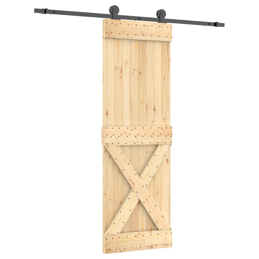 Porta scorrevole Naturale e Nero 70 x 210 cm 3444998
