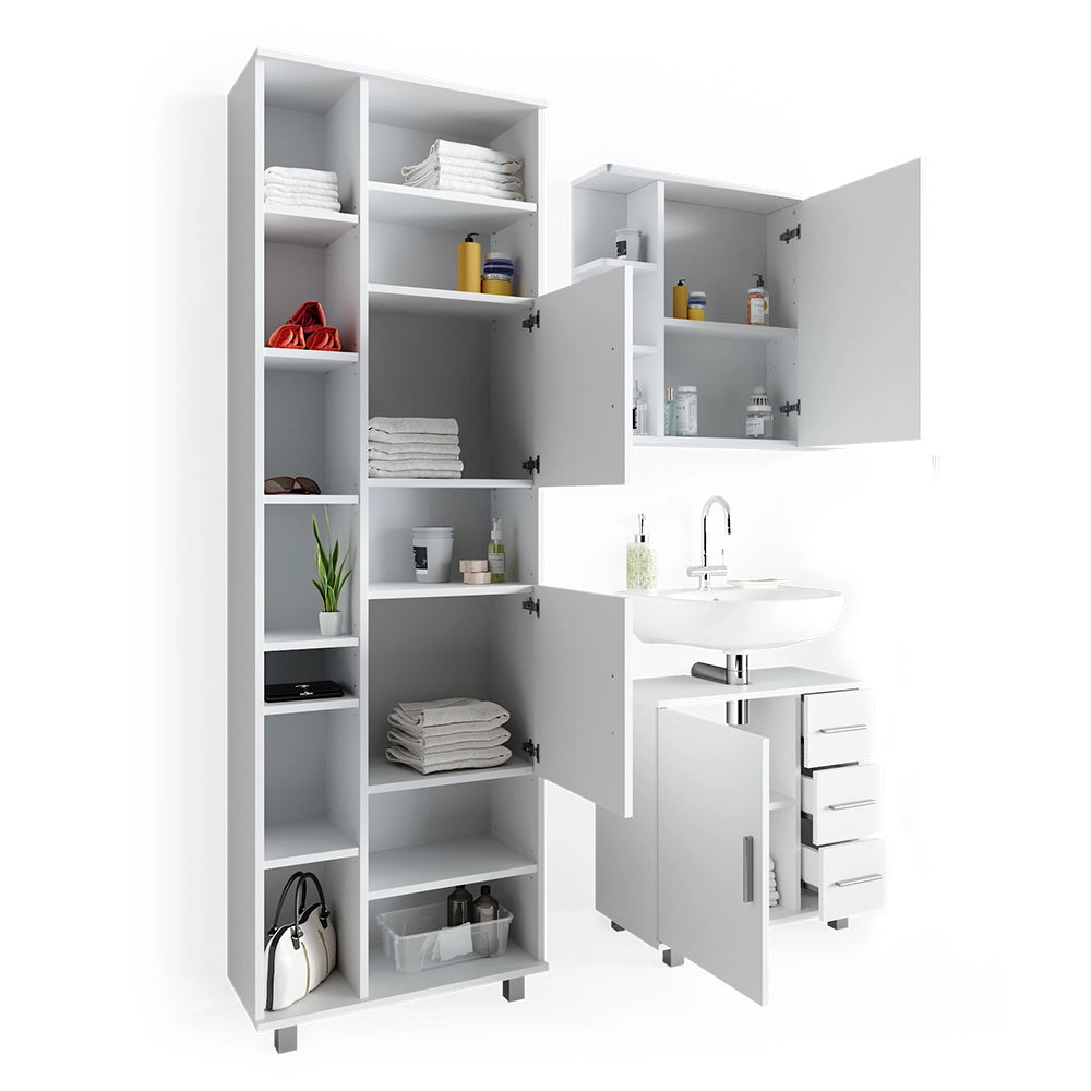 Vicco Set mobili bagno Bianco 3 pezzi, con base 60 cm