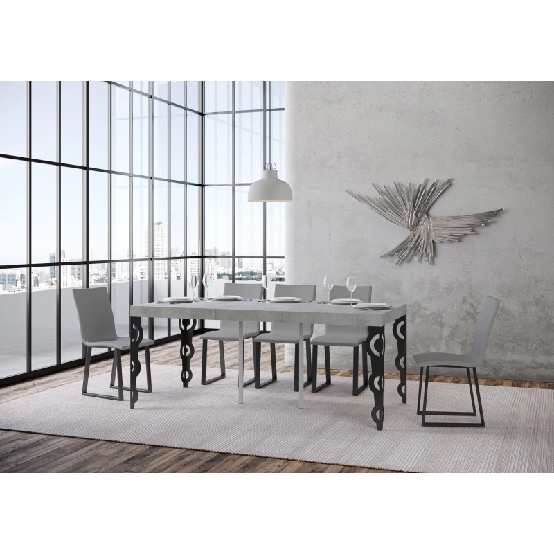 Consolle allungabile 90x40/196 cm Karamay Small Premium telaio Antracite - Cemento