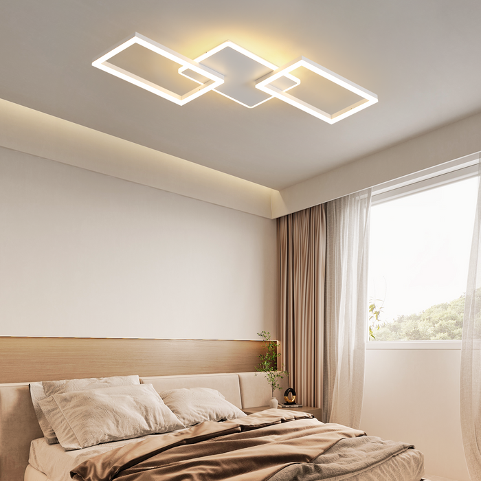 ZMH Lampada da soffitto plafoniera LED moderna 80 cm bianca dimmerabile telecomando 63W
