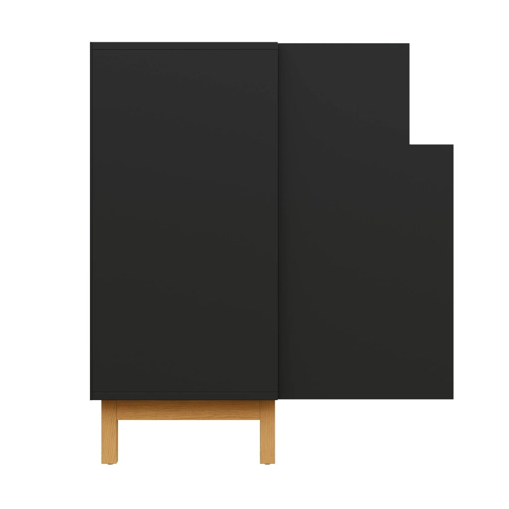Credenza con 3 Ante e Vano a Giorno; Stile Moderno Minimalista; in Pannello Truciolare; Nero; 120;5??42??96 cm