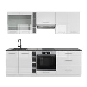 Cucina componibile Fame-Line Bianco lucido/Bianco 235 cm senza piano di lavoro Vicco