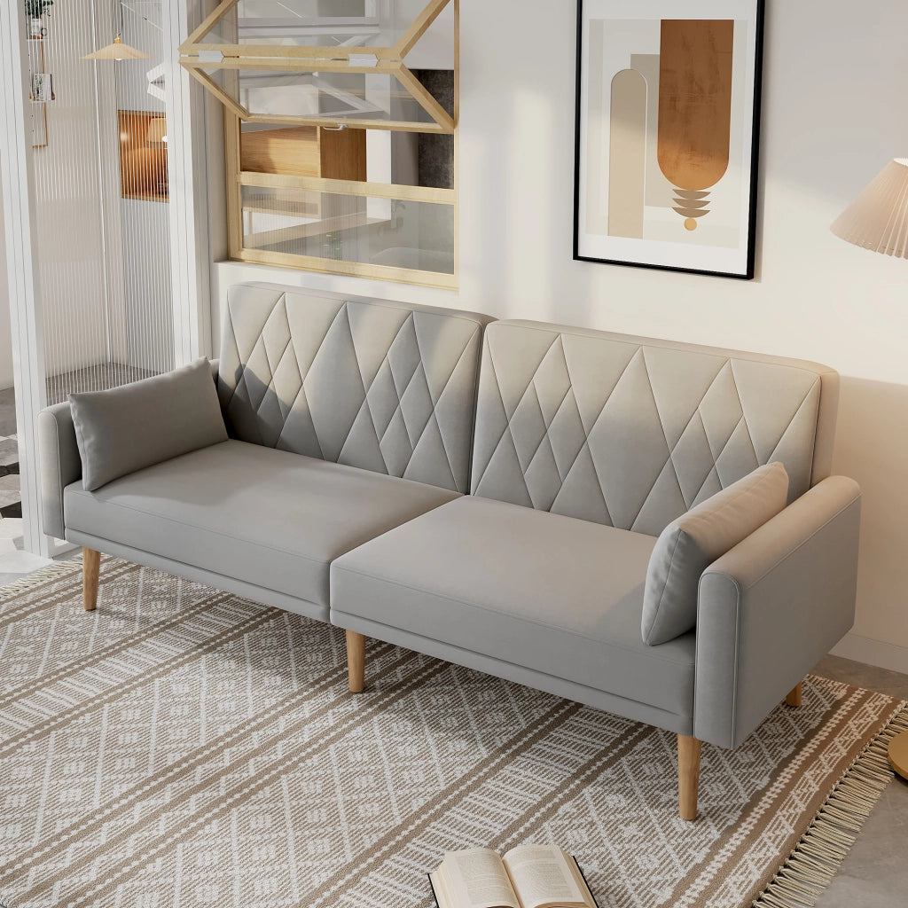 Divano Letto 2 Posti in Velluto ¨C MINIMAL ¨C Grigio