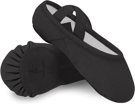 Ballerine per bambine | Scarpe da danza elastiche con suola a doppia faccia | Scarpe da danza per bambini, bambine e adulti | Nero | Taglia 35.5 EU