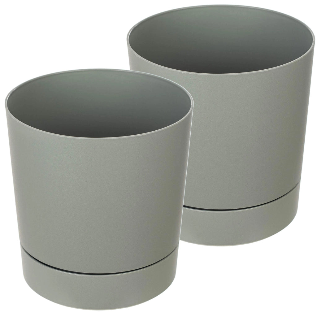 Vaso da fiori KADAX con coprivaso e sottovaso, rotondo, 20 cm, set da 2