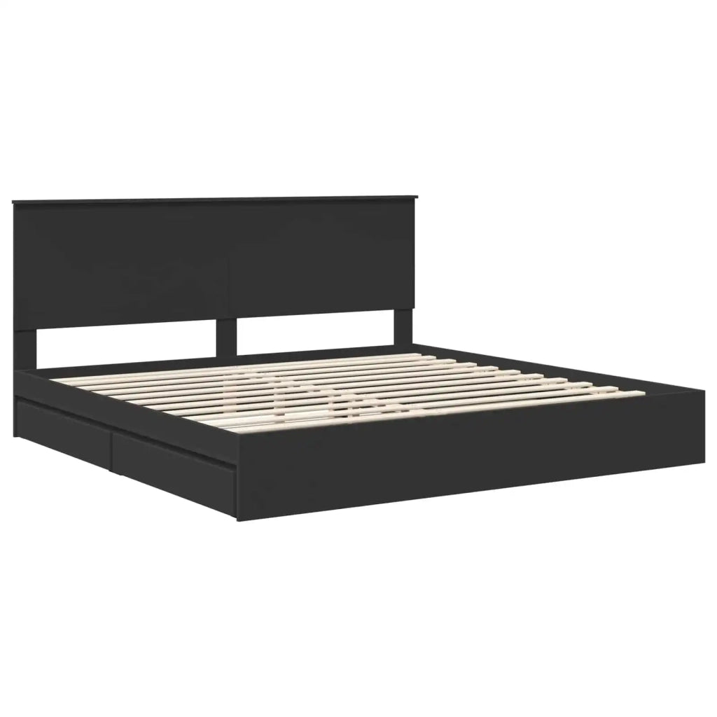 Letto con Contenitore Nero 200 x 200 cm Legno multistrato