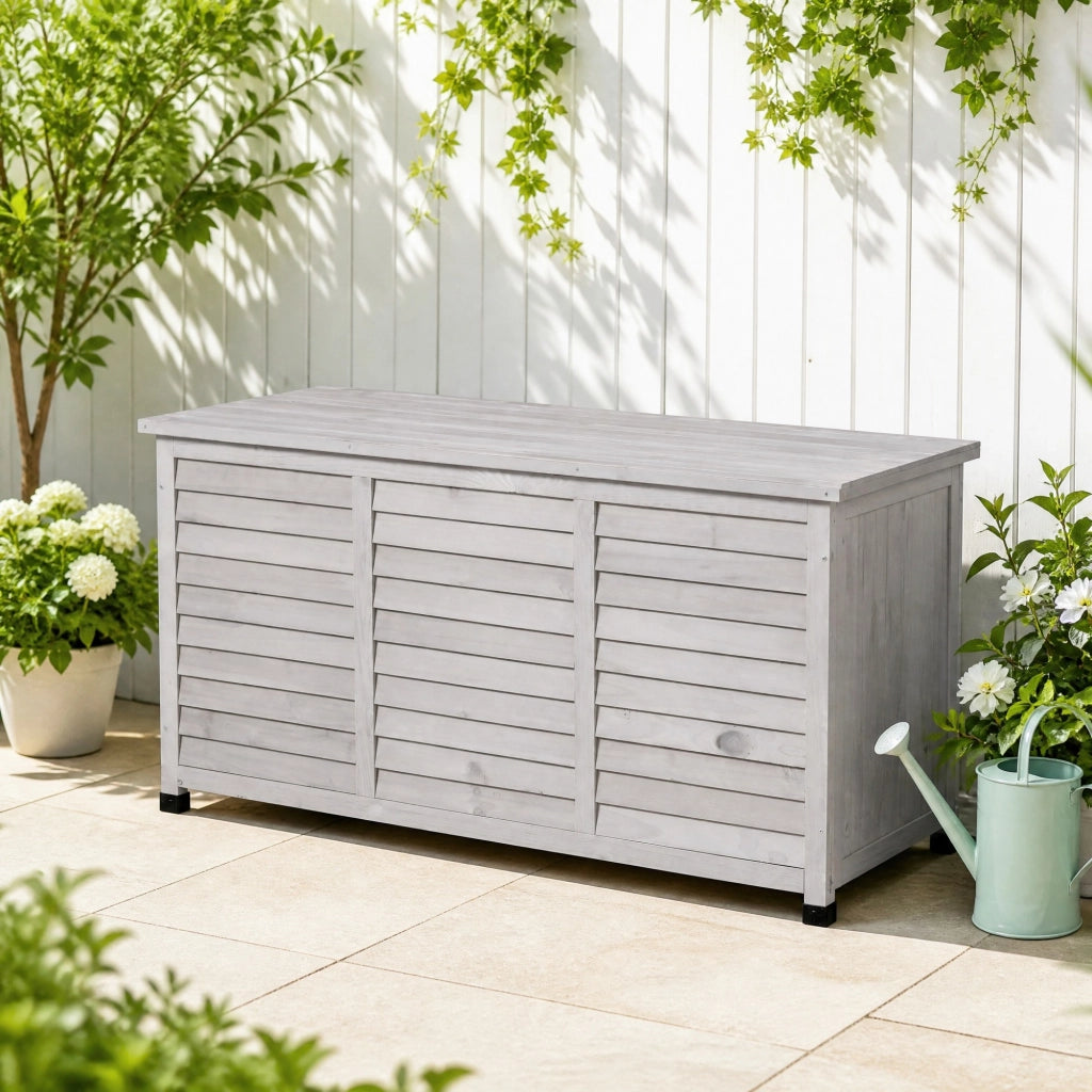 BAULE DA GIARDINO 127x56x60 cm Legno Grigio Chiaro