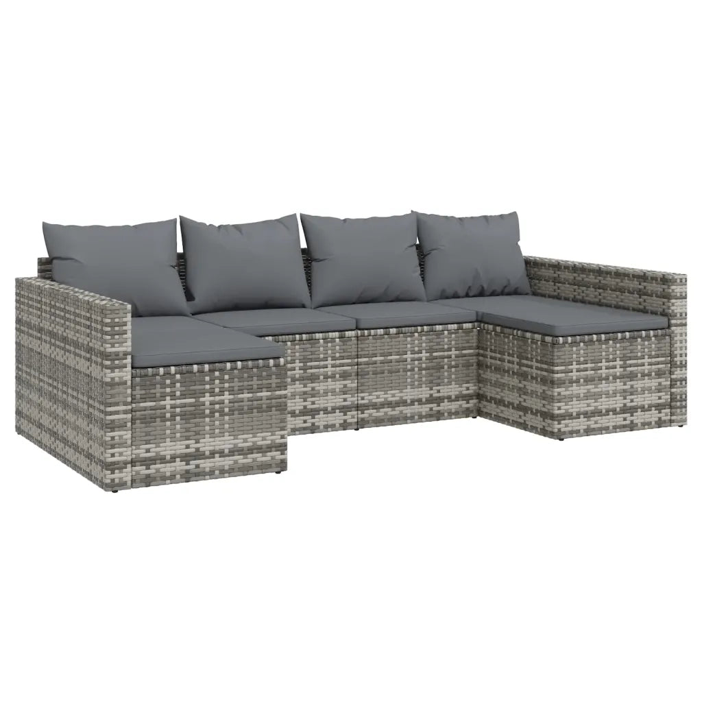 Set di Divani da Giardino 2 pz con Cuscini in Polyrattan Grigio 362344