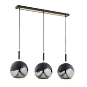 Lampada a sospensione RIDO nera/oro 3 sfere vetro E27