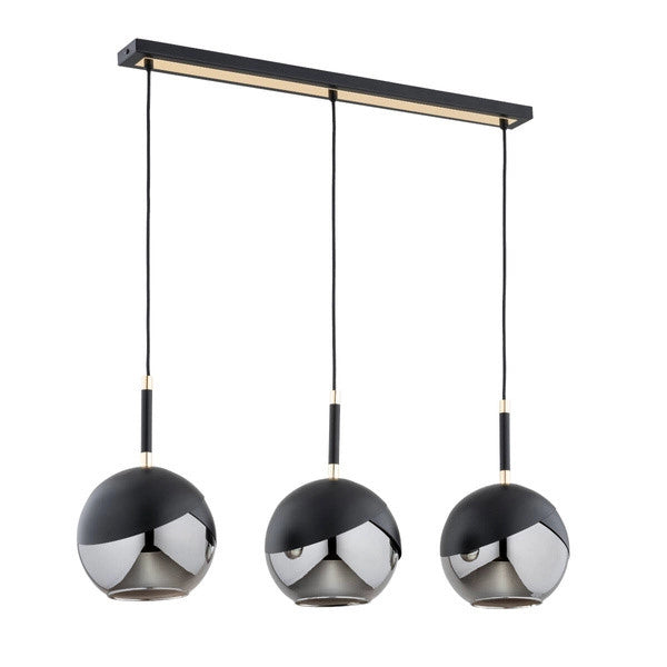 Lampada a sospensione RIDO nera/oro 3 sfere vetro E27