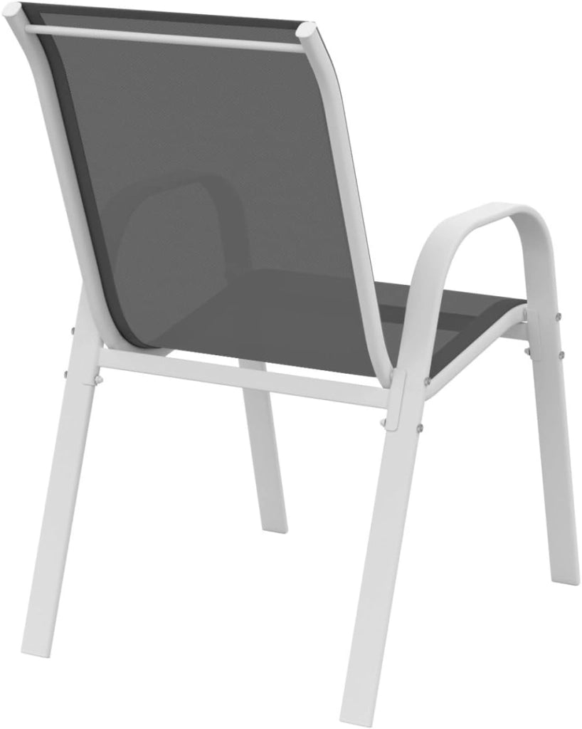 Set di 4 sedie da giardino impilabili LYMA in metallo e textilene, bianco e grigio