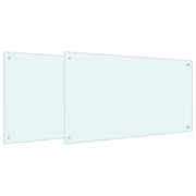 Set di 2 paraschizzi da cucina dal design moderno 100 x 60 cm resistenti al calore facili da installare vetro temperato bianco 02_0056222