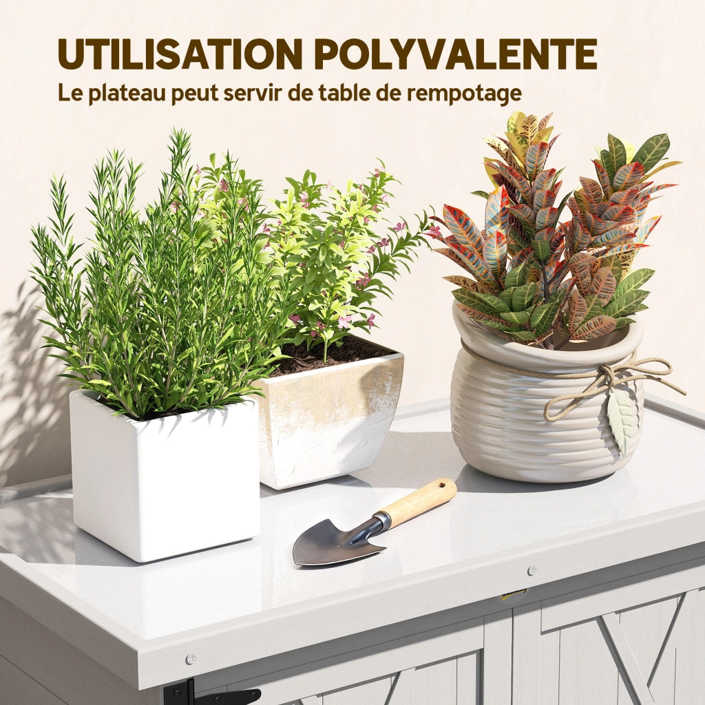 Armadio da giardino ¨C zephmum ¨C legno massello, 3 ripiani, 2 ante, grigio, 75x40x90 cm