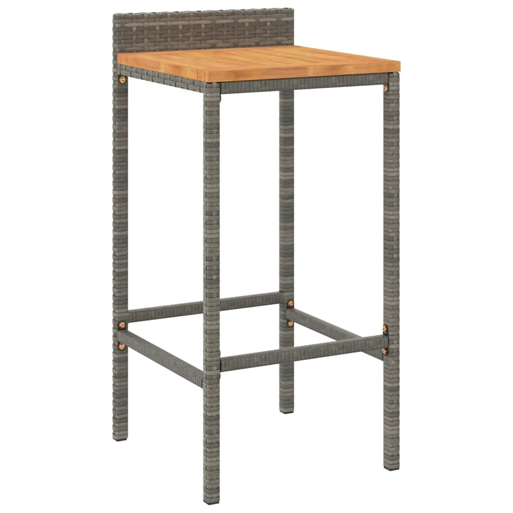 Set da bar da giardino 3 pezzi mobili da esterno per patio polyrattan grigio/legno massello di acacia 02_0013473
