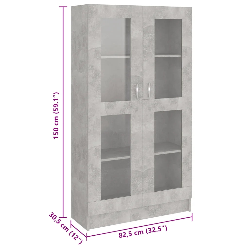 Armadietto Vetrina Grigio Cemento 82,5x30,5x150 cm Multistrato CFW1764228