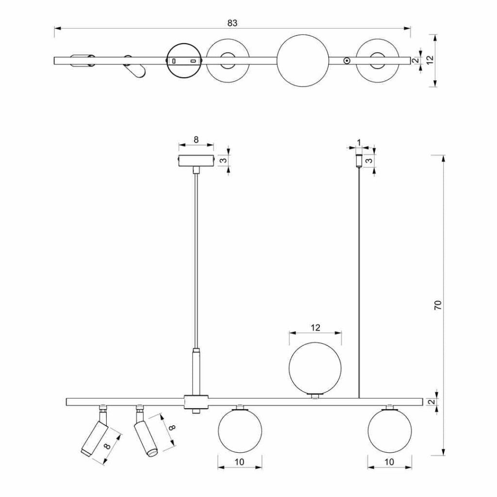 Lampadario sospeso Milagro Sirio 5 luci G9 nero/bianco