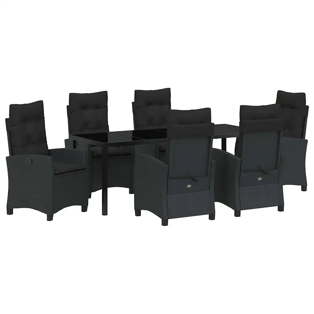 Set da Pranzo per Giardino con cuscino 7 pcs Nero polyrattan 3380377