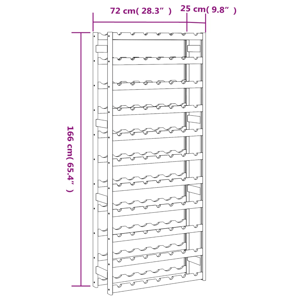 Portabottiglie per 77 Bottiglie Nero Legno Massello di Pino 373405
