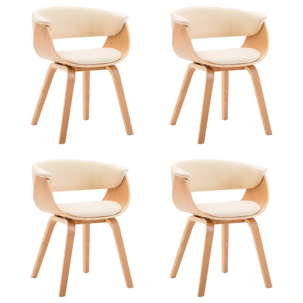 Sedie da Pranzo 4 pz Crema in Legno Piegato e Similpelle cod mxl 7838