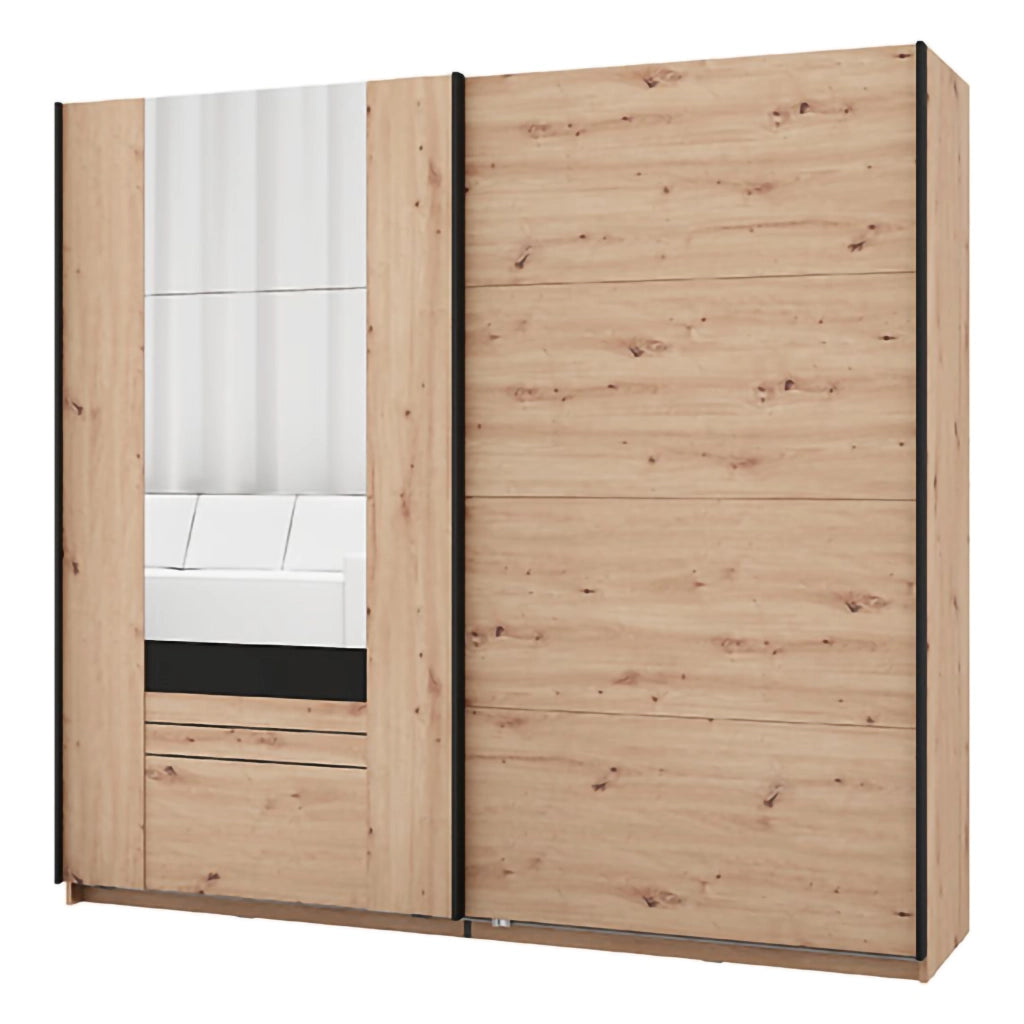 Armadio Camera da Letto Lalibe, Guardaroba 2 Ante 2 Ripiani, 220x205h cm Marrone Rovere Nodi