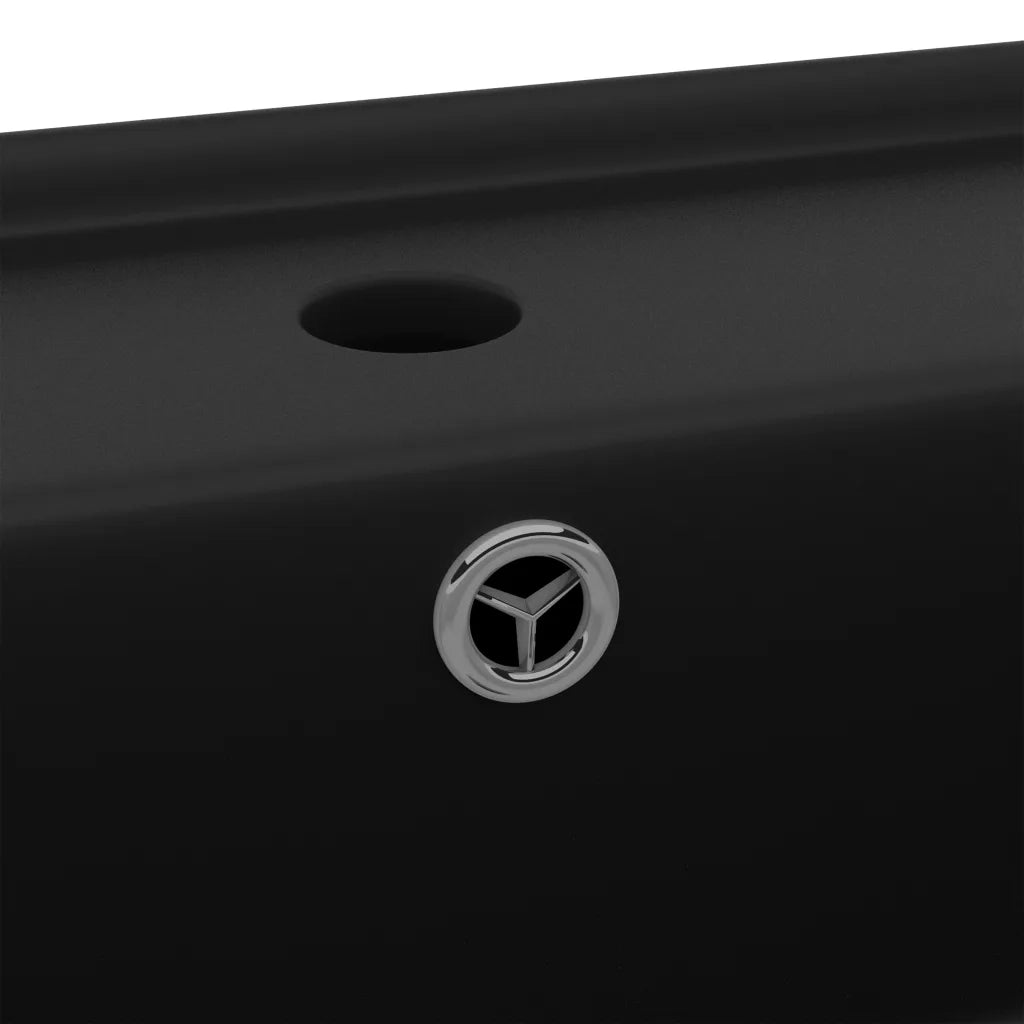 Lavabo-Lavandino-Lavello Troppopieno Quadrato Nero Opaco 41x41cm Ceramica