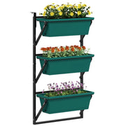 FIORIERA DA ESTERNO VERTICALE E 3 VASI PER PIANTE IN PLASTICA CON FORI DI DRENAGGIO 56X42X100 CM VERDE