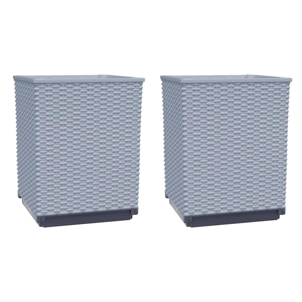 Fioriera rialzata per piante fiori giardino terrazze set da 2 trasparente 30 x 30 x 37 cm polipropilene grigio 02_0039069