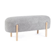 Panca imbottita effetto bouclé con gambe in legno naturale - SIENNA