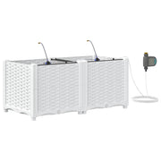 Set di 2 fioriere da giardino moderne con sistema di irrigazione 80 x 40 x 37,5 cm acciaio bianco 02_0058608
