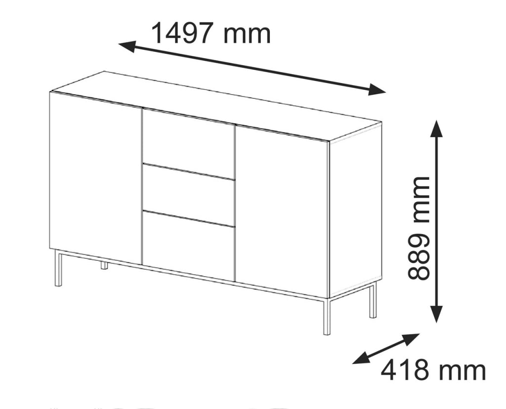 MOBILE RAVENNA B MOBILE IN MDF RIVESTITO IN LEGNO 2D3S 150 TELAIO NERO OPACO IN ROVERE ARTIGIANALE